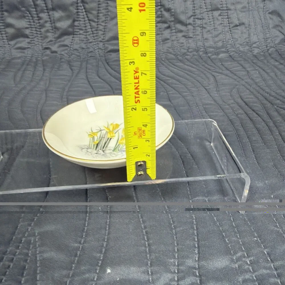 Royal Worcester Fine Bone China England Yellow Floral Pin Dish Bowl 5 Inch